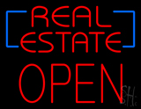 Red Real Estate Block Open Neon Sign