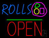 Rolls Block Open Green Line Neon Sign