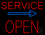 Red Service Block Open Neon Sign