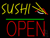 Sushi Block Open Green Line Neon Sign