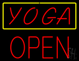Red Yoga Yellow Border Block Open Neon Sign