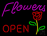 Pink Flowers Logo Open Neon Sign