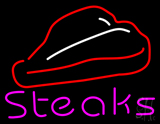 Steak Logo Pink Neon Sign