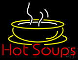 Red Hot Soups With Yellow Bowl Neon Sign