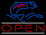 Jumping Fish Open Neon Sign