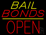 Yellow Bail Bonds Block Open Neon Sign