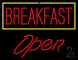 Block Breakfast With Blue Border Open Neon Sign