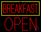 Block Red Breakfast Open Neon Sign