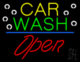 Car Wash Blue Line Open Neon Sign