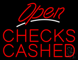 Red Open White Line Checks Cashed Neon Sign