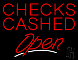 Red Checks Cashed Open Neon Sign