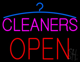 Pink Cleaners Block Open Neon Sign