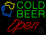 Mug With Cold Beer Open Neon Sign