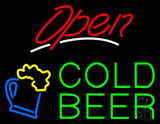 Open Cold Beer With Beer Mug Neon Sign
