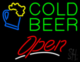 Green Cold Beer Open With Mug Neon Sign