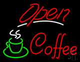 Red Open Coffee With Glass Neon Sign