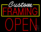 White Custom Red Framing Open Neon Sign