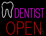 Pink Dentist Tooth Logo Block Open Neon Sign