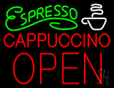Espresso Cappuccino Block Open Neon Sign