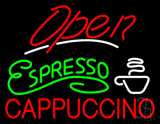 Red Open Espresso Cappuccino Neon Sign