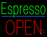 Green Espresso Block Red Open Neon Sign