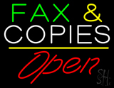 Fax And Copies Yellow Line Open Neon Sign
