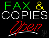 Fax And Copies Red Slant Open Neon Sign