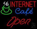 Red Internet Cafe Slant Open Neon Sign