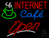 Red Internet Blue Cafe Open Neon Sign