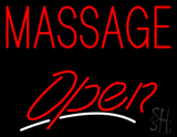 Red Block Massage Open Neon Sign
