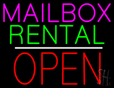 Mailbox Rental Open Block White Line Neon Sign