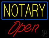 Yellow Notary Blue Border Open Neon Sign