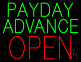Green Payday Advance Block Open Neon Sign