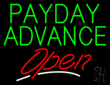 Green Payday Advance Open Neon Sign