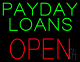 Green Payday Loans Red Block Open Neon Sign