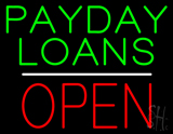 Green Payday Loans White Line Block Open Neon Sign