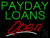 Green Payday Loans Open Neon Sign