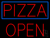 Pizza With Blue Border Open Open Neon Sign