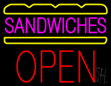 Pink Sandwiches Block Open Neon Sign