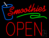 Red Smoothies Block Open Neon Sign