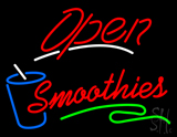 Red Open Smoothies Glass Neon Sign