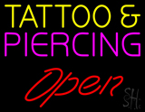 Tattoo And Piercing Red Slant Open Neon Sign