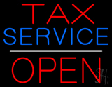 Red Tax Service White Line Block Open Neon Sign