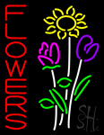 Vertical Flowers With Logo Neon Sign