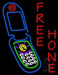 Vertical Red Free Phone Neon Sign