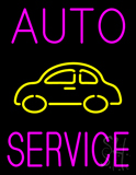 Pink Auto Service Yellow Logo Neon Sign