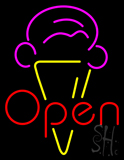 Red Ice Cream Open Logo Neon Sign
