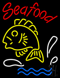 Red Seafood Logo Yellow Neon Sign