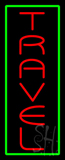 Vertical Red Travel Green Border Neon Sign