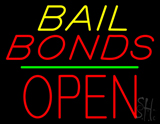 Bail Bonds Block Open Green Line Neon Sign